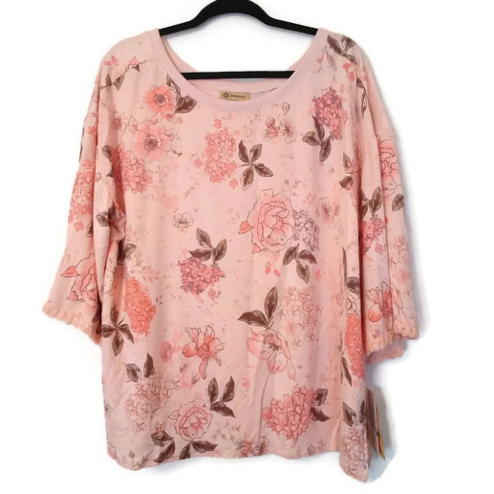 Democracy Crewneck Sweatshirt Pink Floral XL